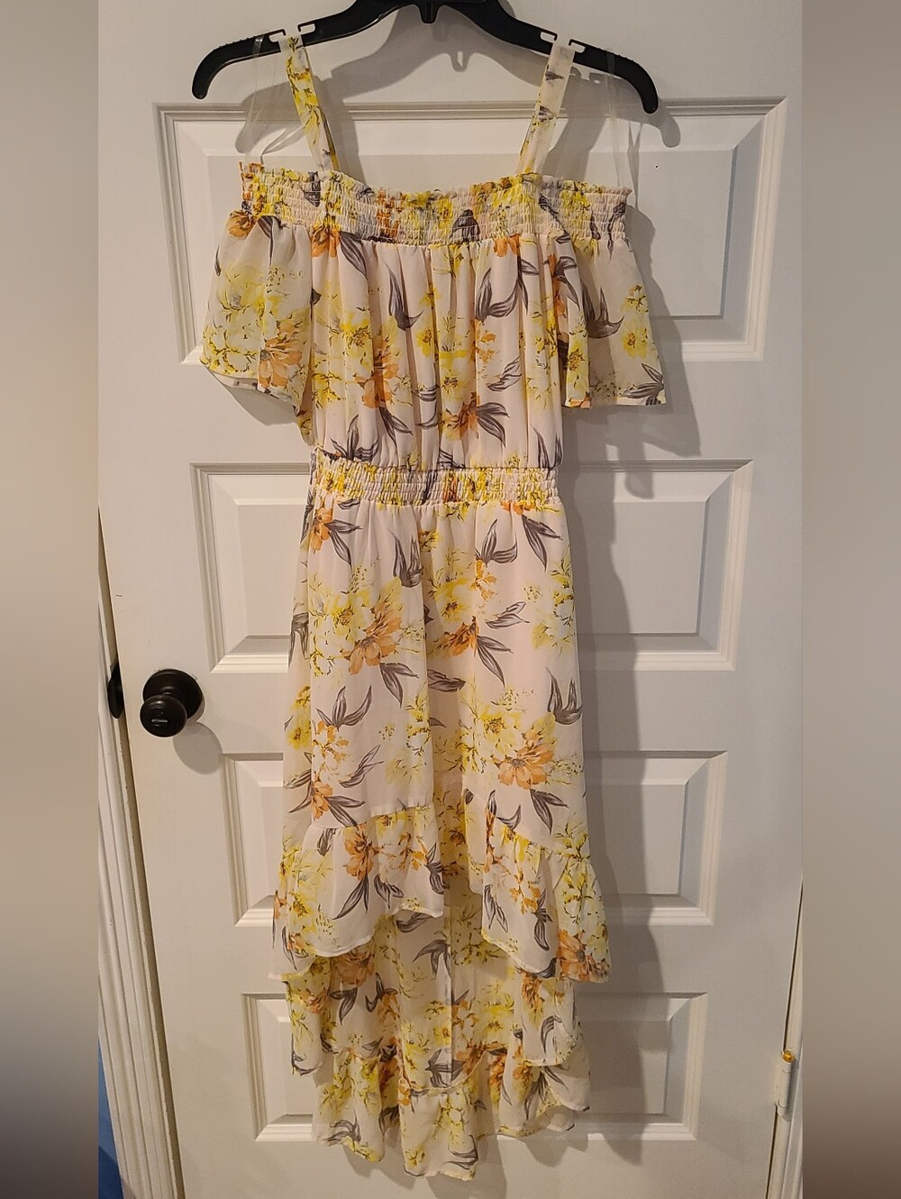 Floral Off-Shoulder Maxi Dress in Yellow